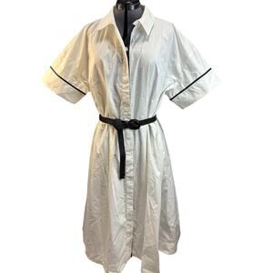 NWOT Tuckernuck Piped Kate A-line Midi shirt dress white black Size XXL
